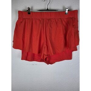 Blogilates Women Red Ruffle Short 1X Activewear‎ Booty Bustle Pockets
